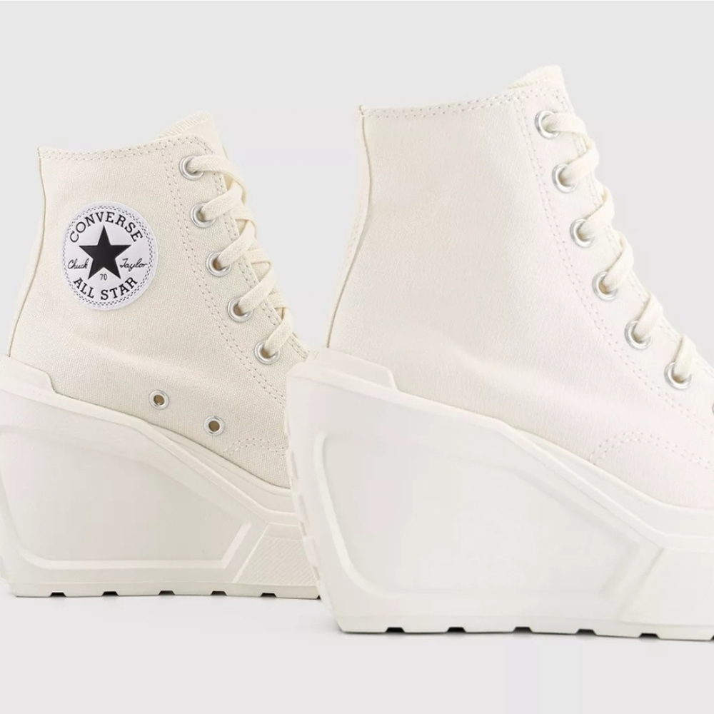 Chuck 70 De Luxe Wedges Women Size 7 White Out 102025 - Picture 4 of 8